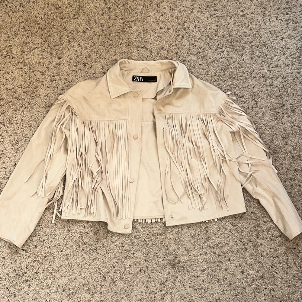 Zara Faux Suede Fringe Jacket